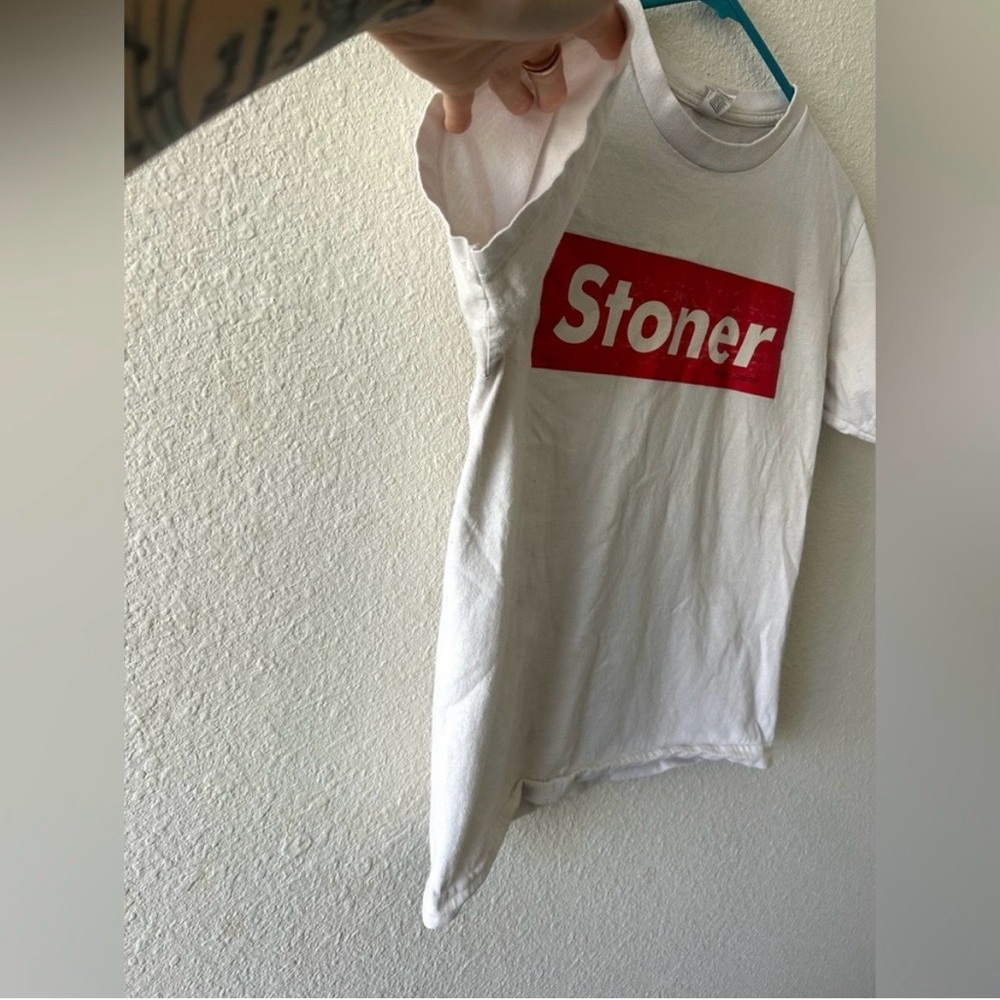 Allstyle “Stoner” Graphic T-Shirt | Size Small | White Statement Tee - Picture 3 of 11